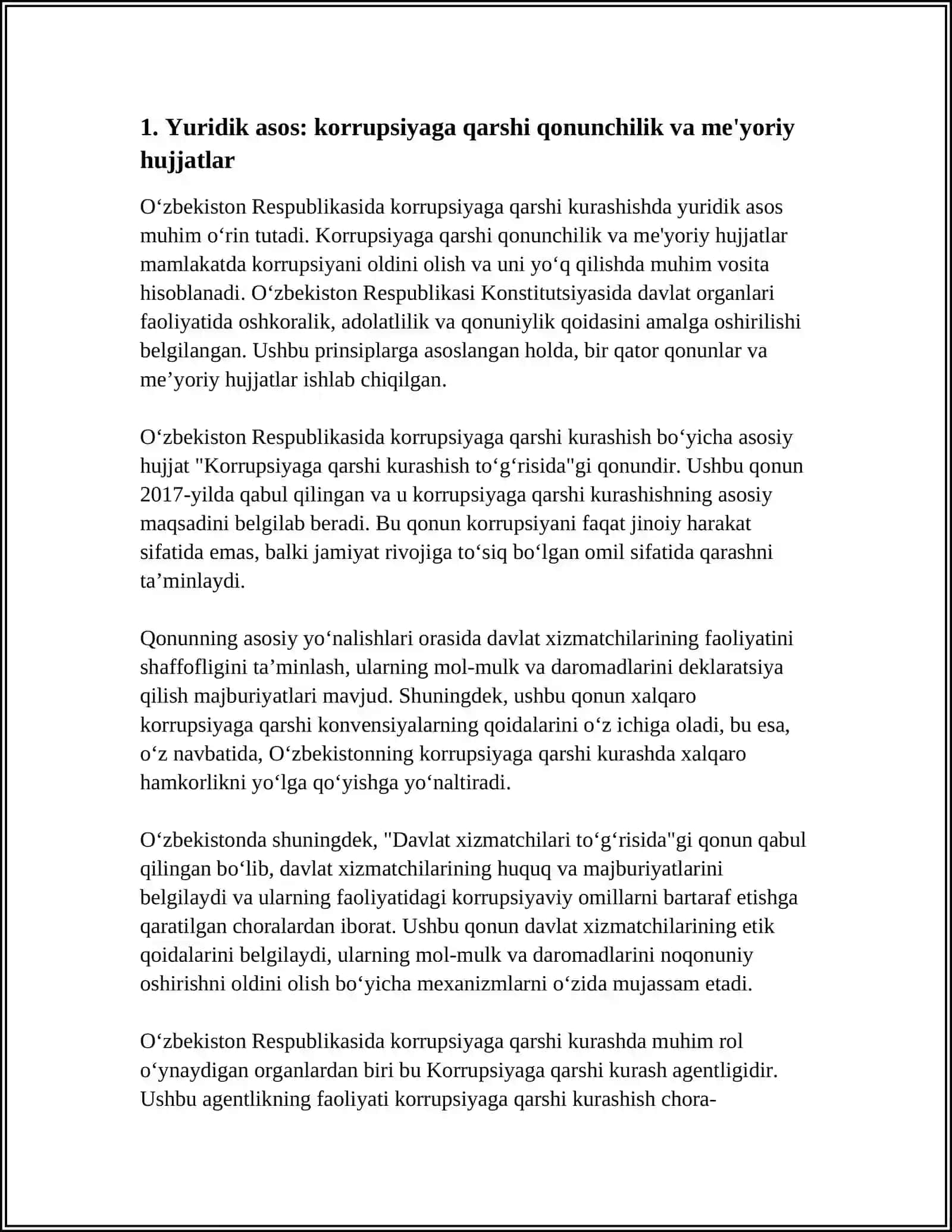 OʻZBEKISTONDA KORRUPSIYAGA QARSHI KURASH MEXANIZMLARI 3