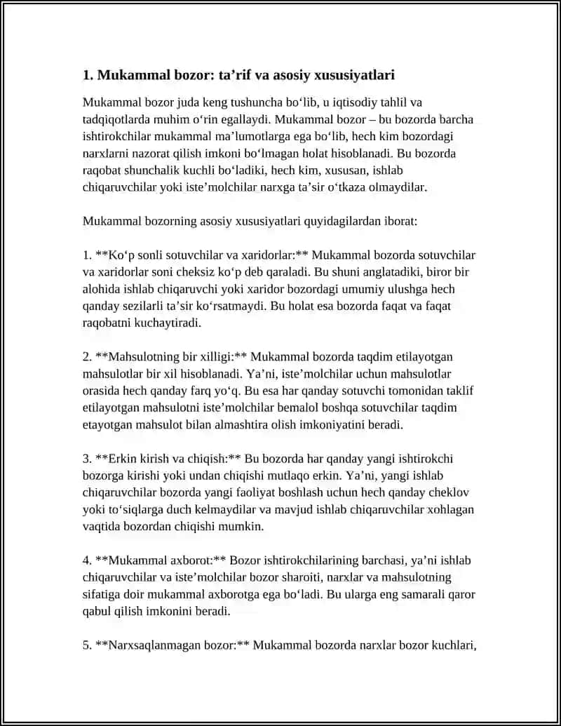 Mukammal bozorda raqobat va manapoliya 3