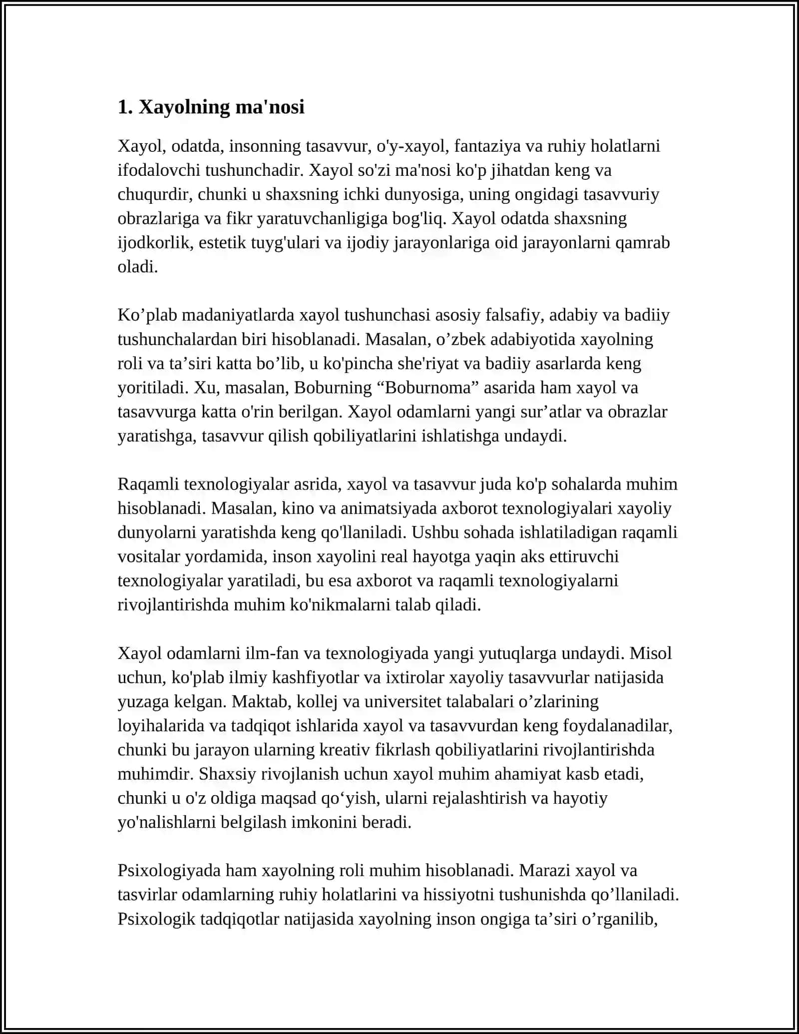 XAYOL HAQIDA MAʼLUMOT 3
