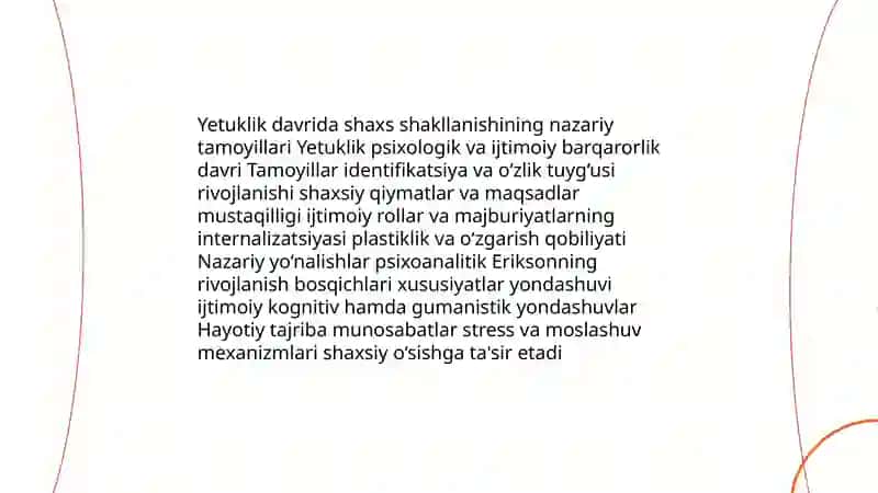 Yetuklik davrida shaxs shakllanishi 3