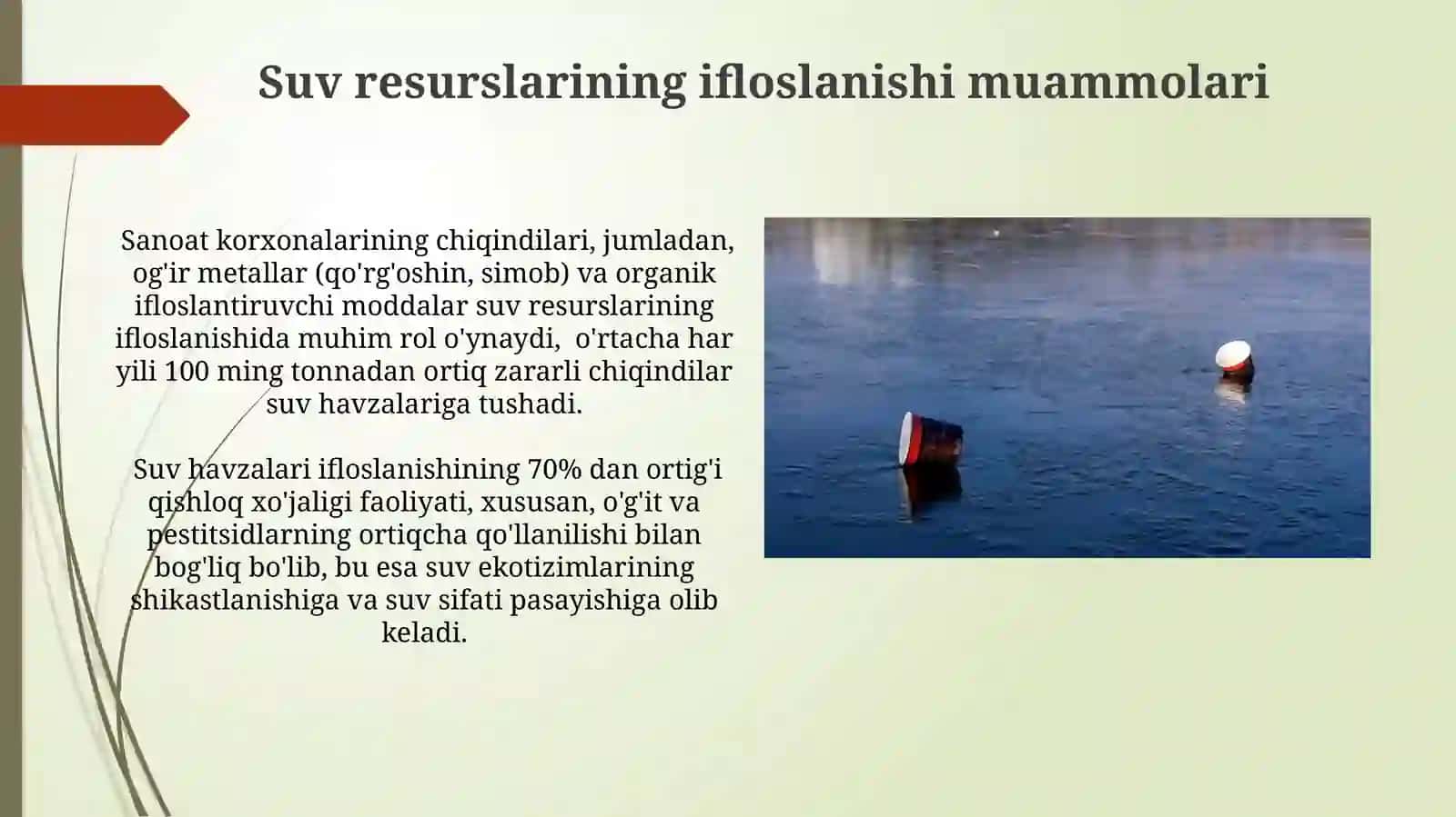 Suv resurslarini ifloslanish muammolari 3