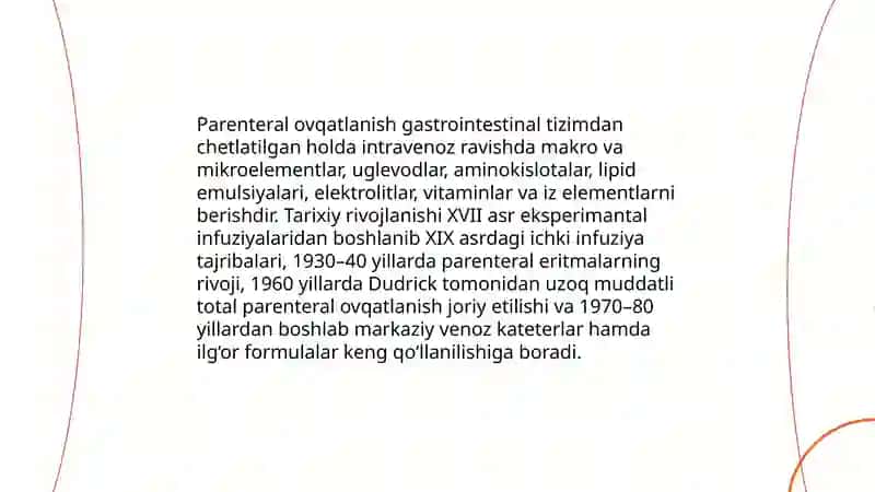 Parenteral ovqatlanish va uning klinik ahamiyati 3