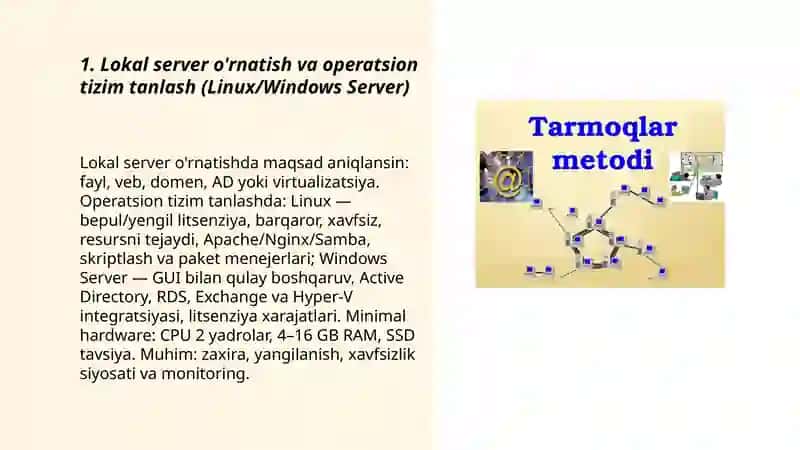 Lokal server o'rnatish va operatsion tizim tanlash 3