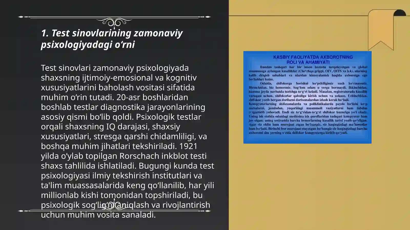 Test sinovlarining zamonaviy psixologiyadagi o‘rni 3