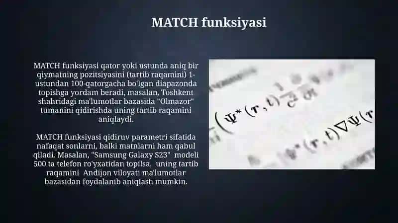 INDEX va MATCH funksiyalari 3
