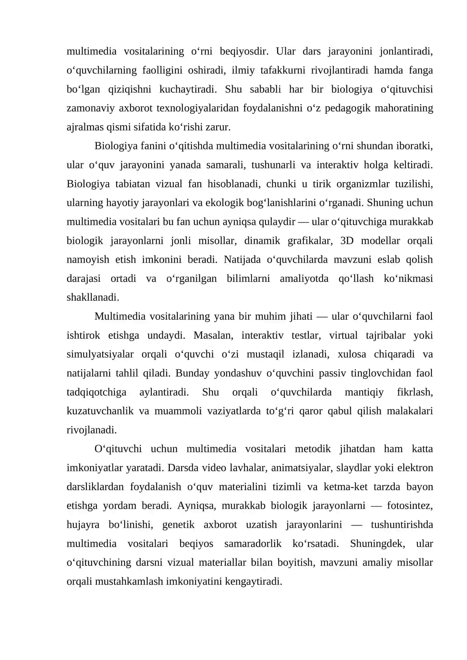 Biologiya fanini o‘qitishda multimedia vositalaridan foydalanishning afzalliklari 3