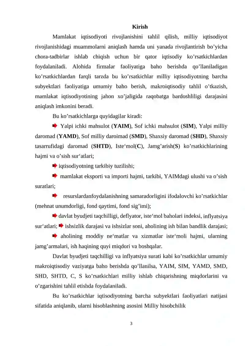 Yalpi ichki mahsulot va O’zbekistonda uni ko’paytrish muammolari 3