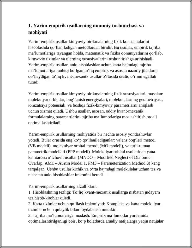 KIMYOVIY BIRIKMALARNING FIZIK KONSTANTALARINI HISOBLASHLARDA ISHLATILADIGAN YARIM EMPERIK USULLAR VA ULARNING MOHIYATI 3