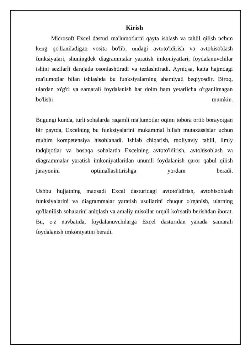 Excelda avtotўldirish va avtohisoblash 3