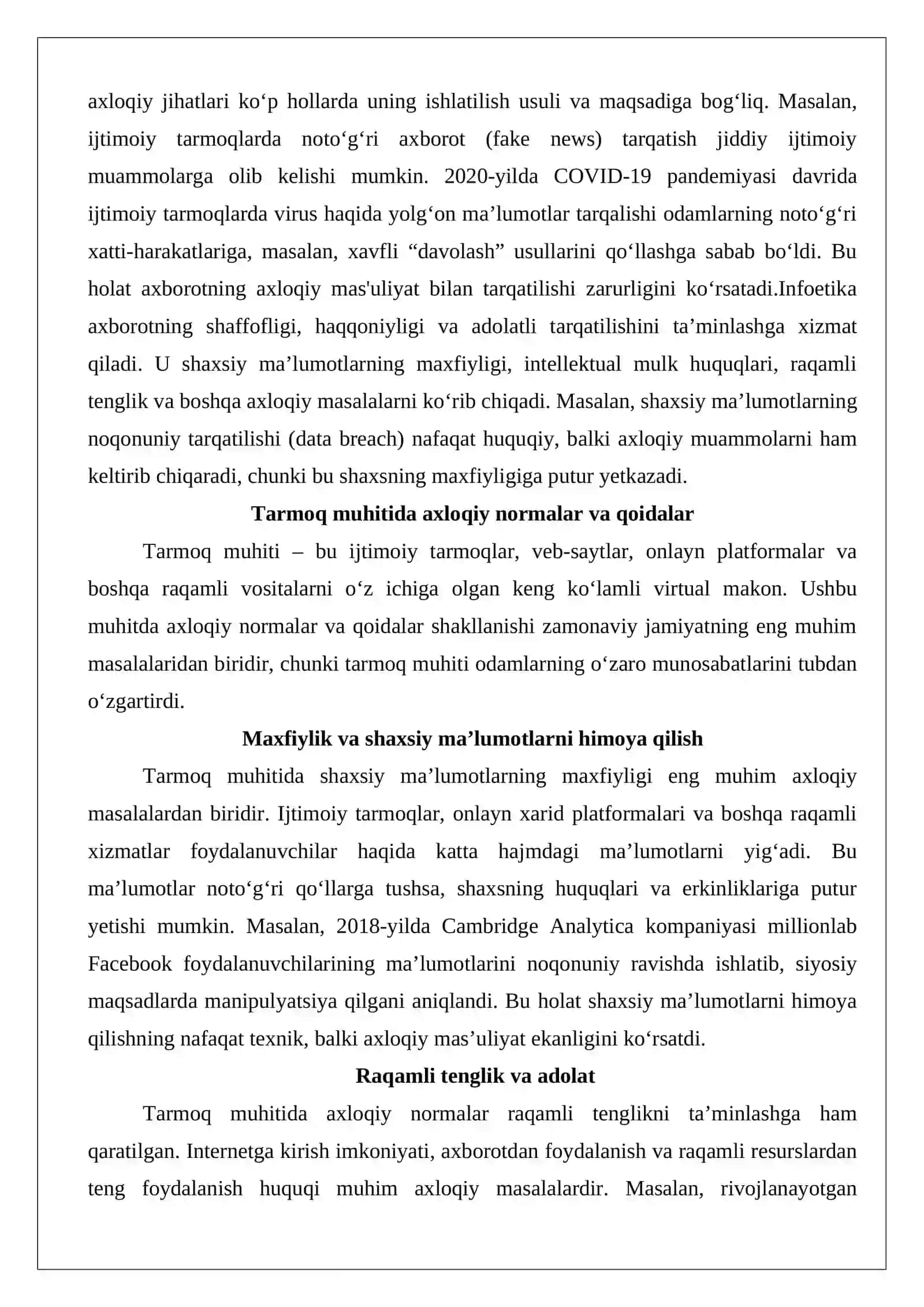 Tarmoq odob axloqi (Infoetika) 3