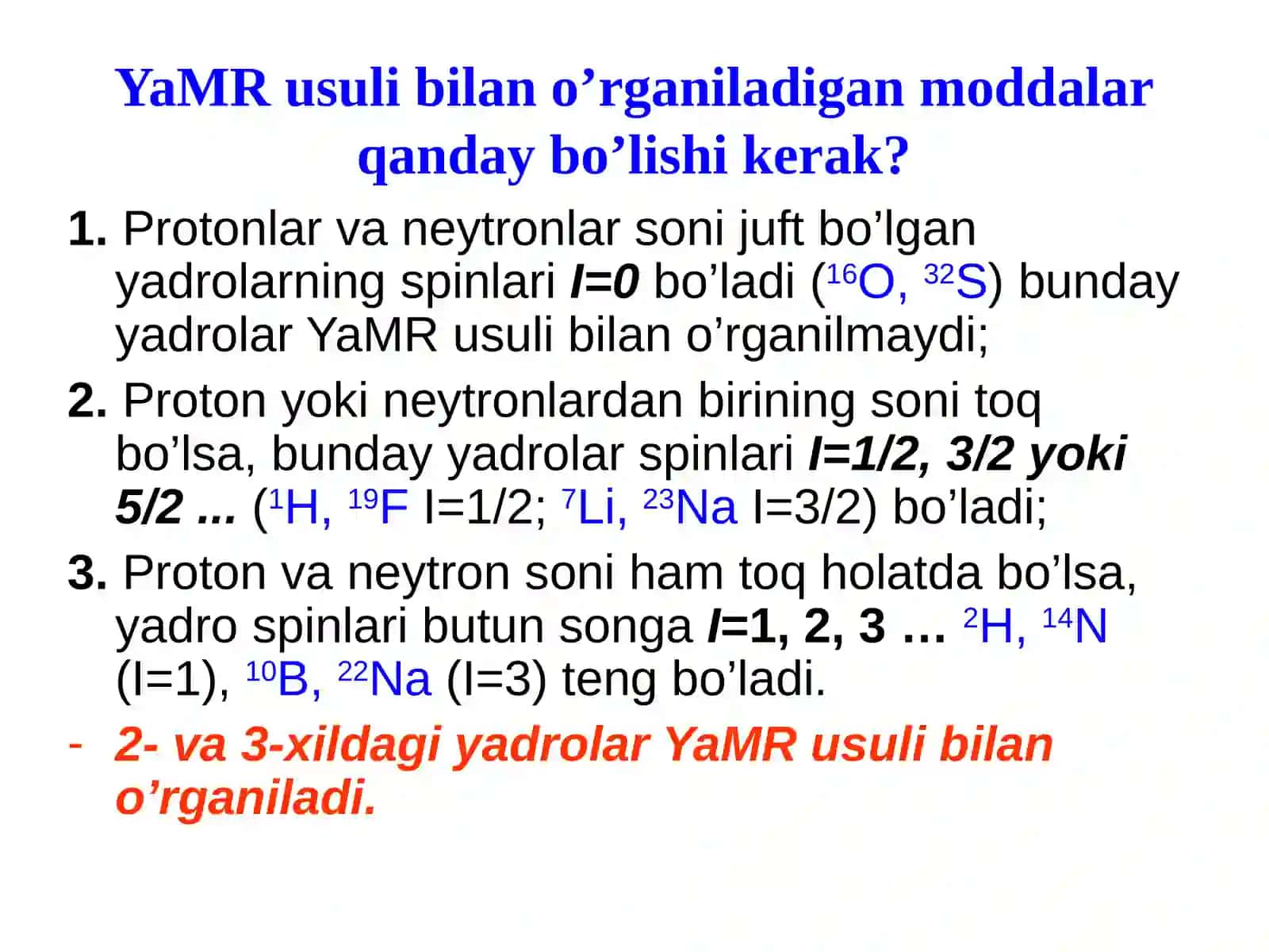Yadro magnitrezonans (YaMR) spektroskopiysi 3