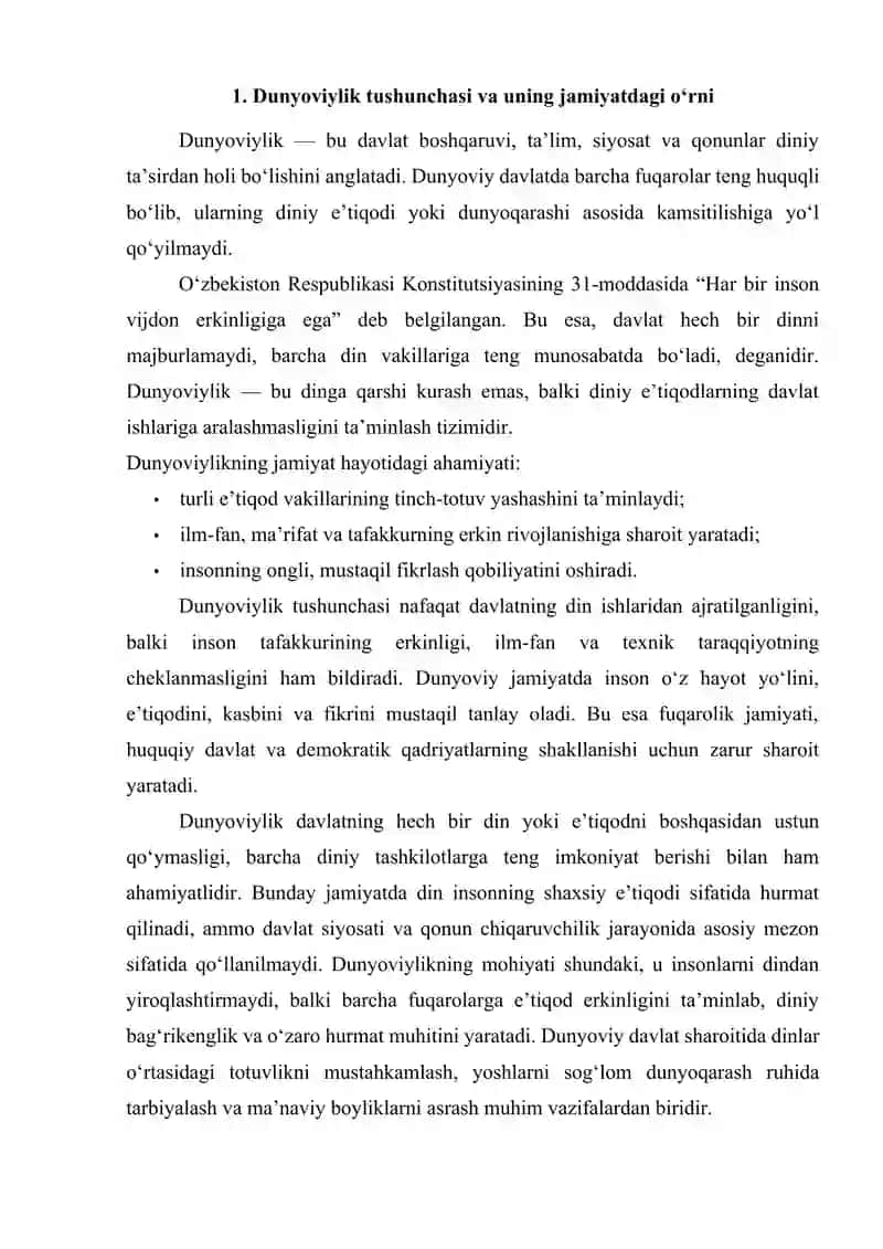 Jamiyat hayotida dunyoviylik va diniylik mutanosibligi 3