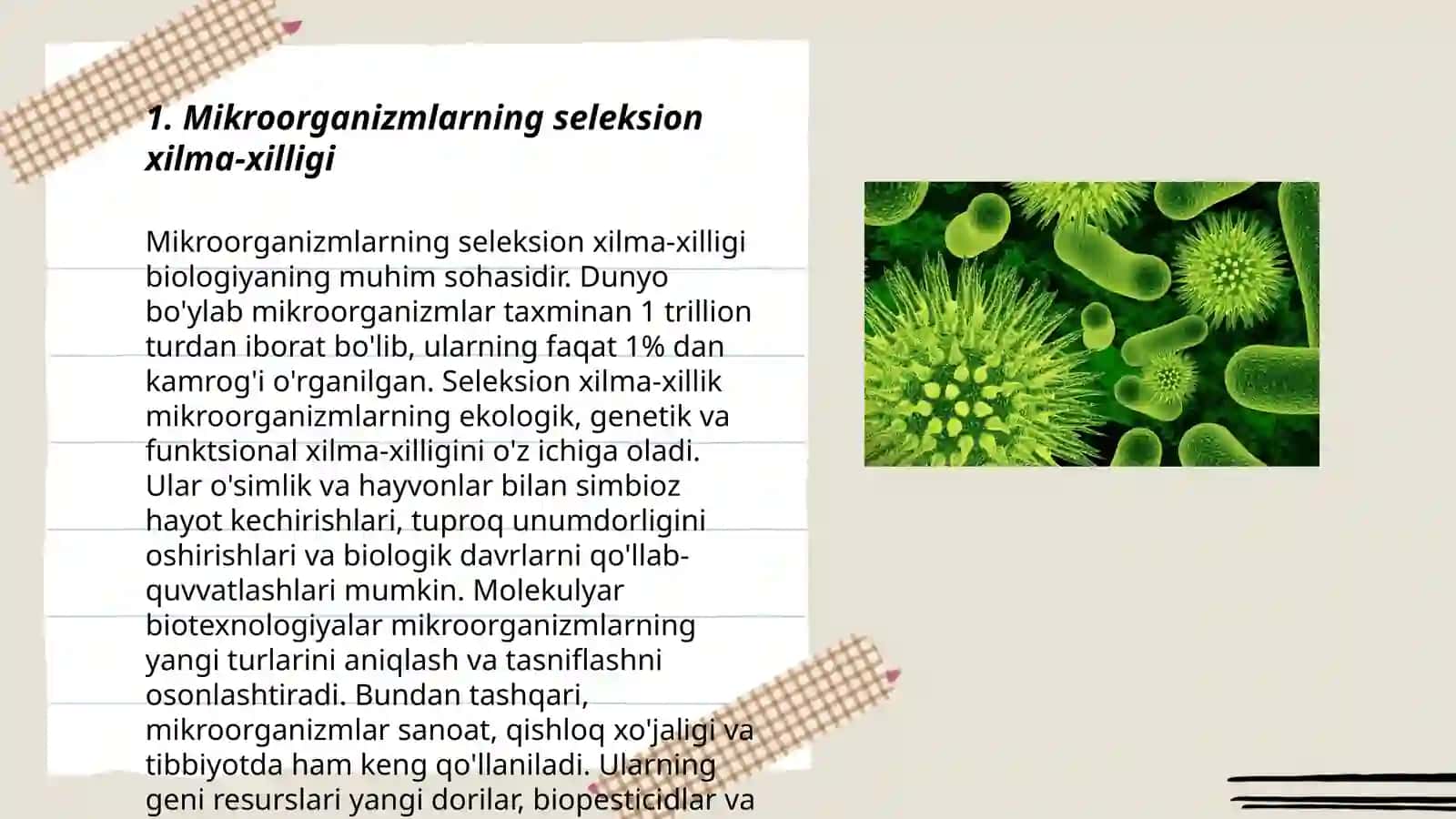 Mikroorganizm, oʻsimlik va hayvonlar seleksiyasi 3