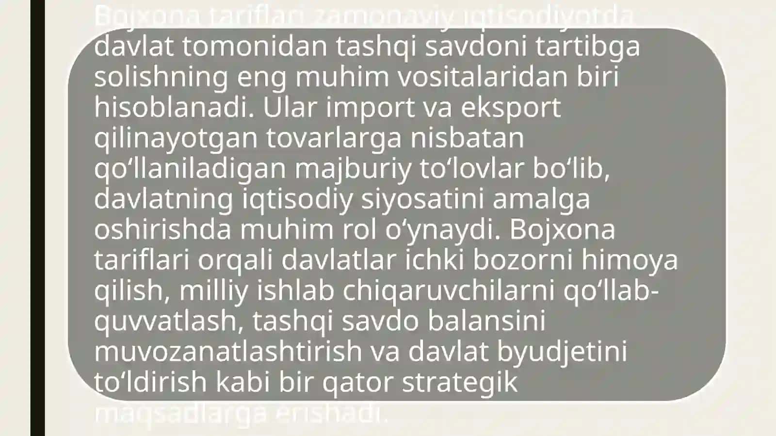 Bojxona tariflarini qollashning jahon tajribasi 3