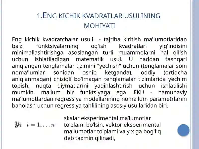 Eng kichik kvadratlar usuli. Splayin yaqinlashtirish 3