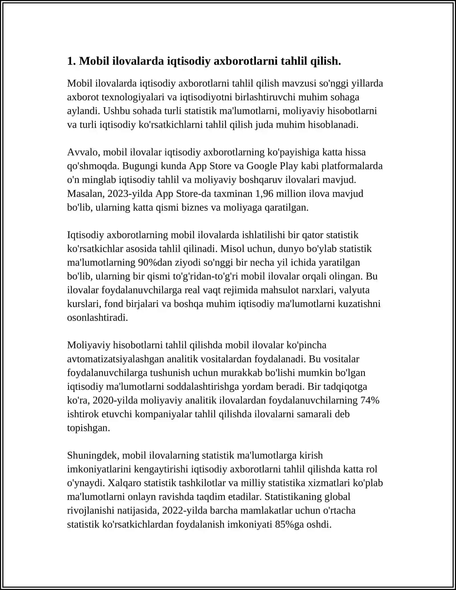 IQTISODIY AXBOROTNI QAYTA ISHLASH UCHUN MOBIL ILOVALARDAN FOYDALANISH 3