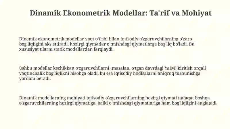 Dinamik ekonometrik modellardan foydalanish 3