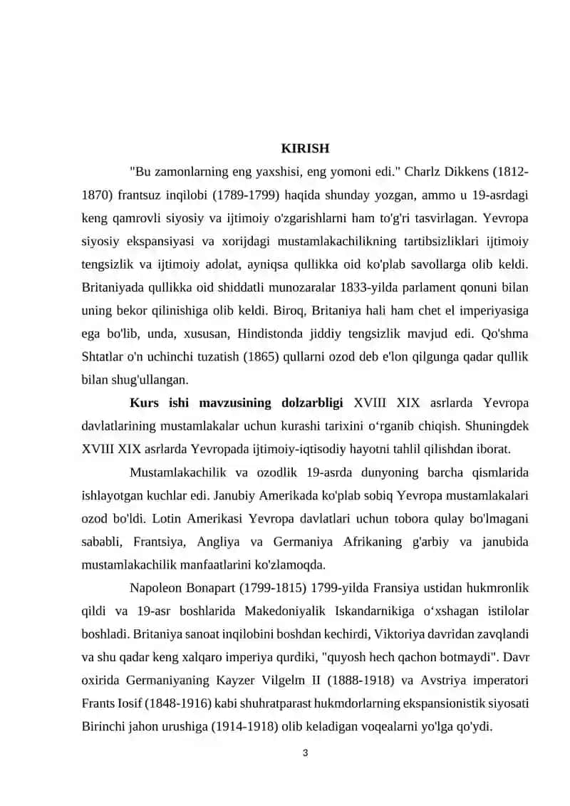 YEVROPA DAVLATLARINING MUSTAMLAKALAR UCHUN KURASHI (XVIII XIX ASRLAR) 3