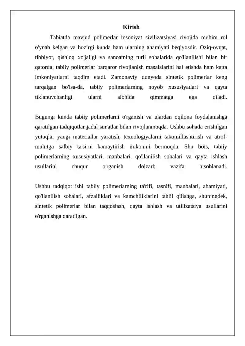 Tabbiy polimerlar va ularning inson hayotidagi oʻrni 3