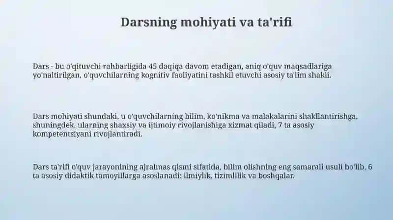 Kimyo darsining bosh tashkiliy shakli 3