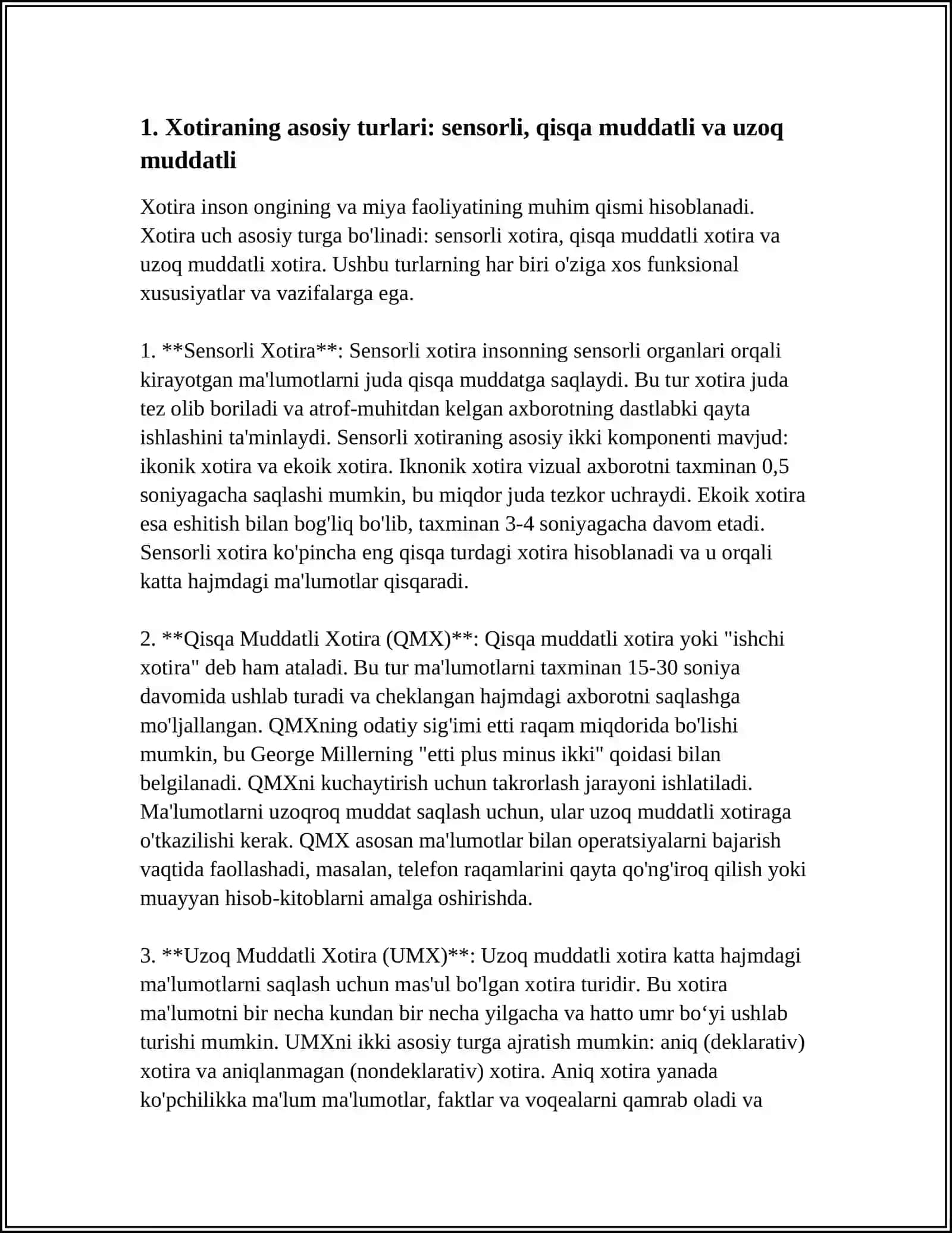 XOTIRA TURLARI VA UNING JARAYONLARI 3