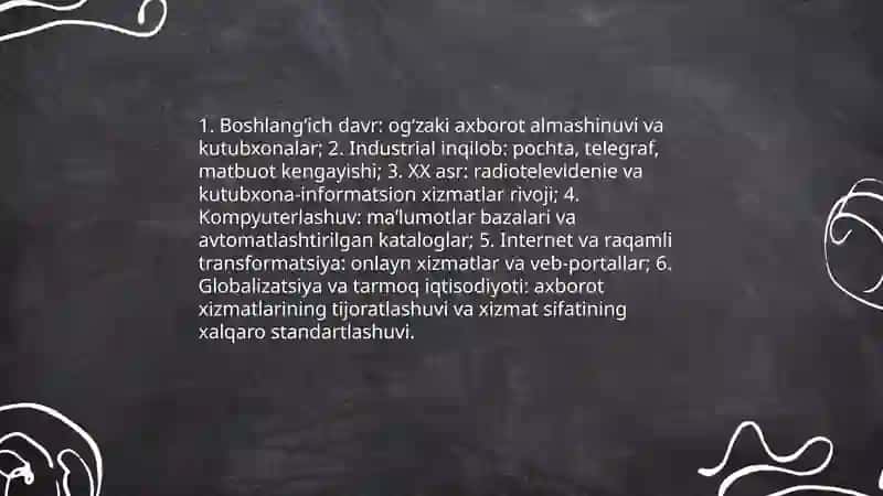 Axborot xizmatlari jahon bozorini rivojlantrish bosqichlari 3
