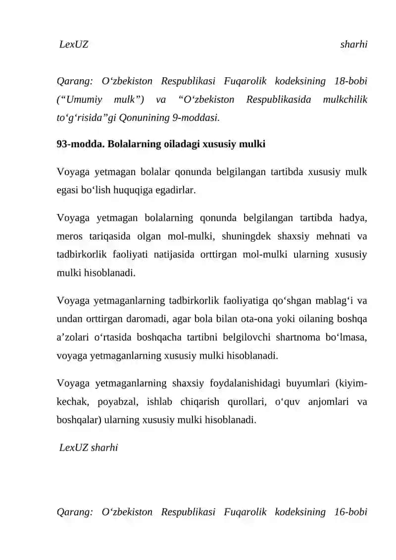 Ota-ona hamda voyaga yetmagan bolalarning mulkiy huquq va majburiyatlari 3