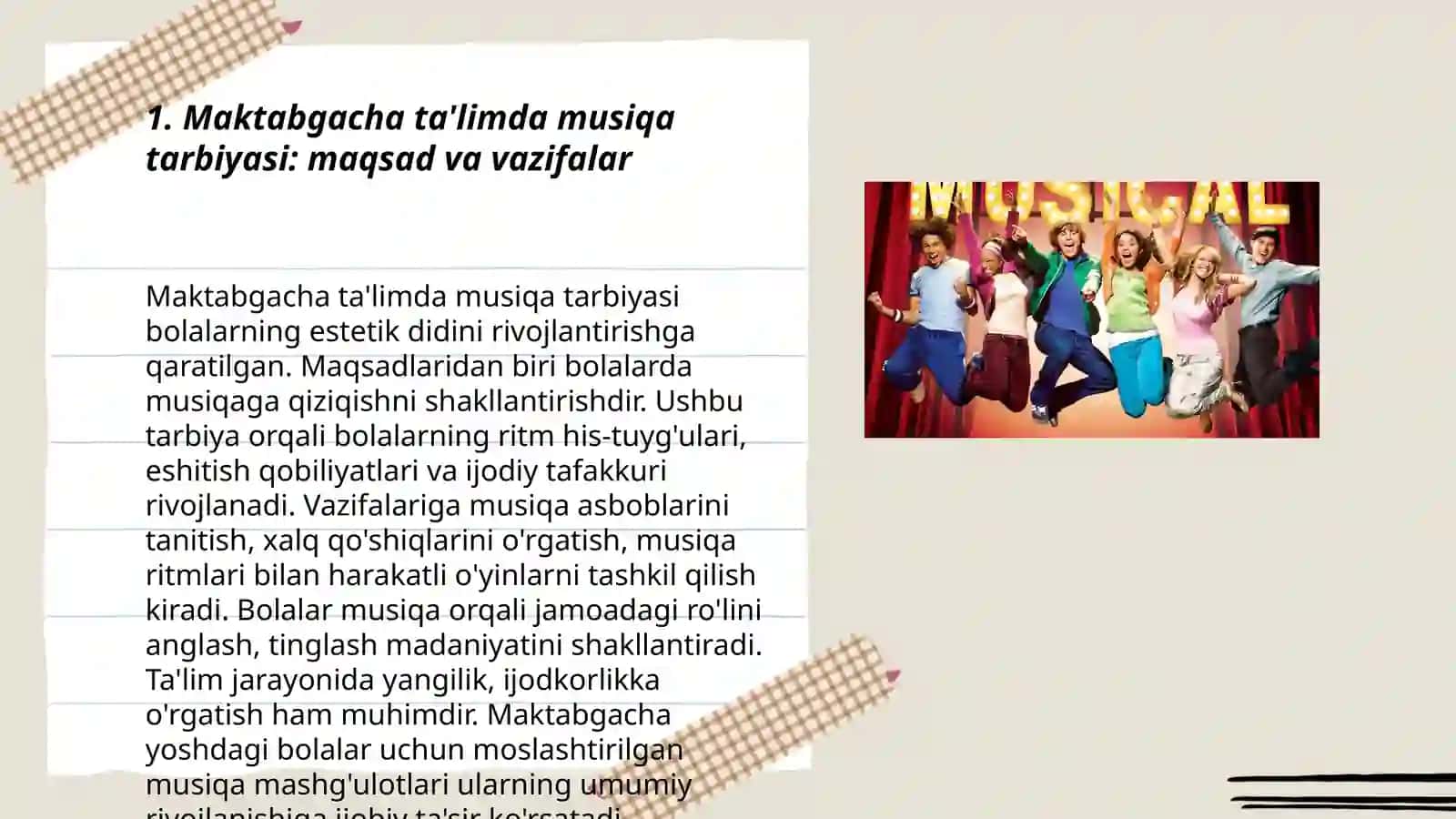 Maktabgacha ta'limda musiqa tarbiyasi: maqsad va vazifalar 3