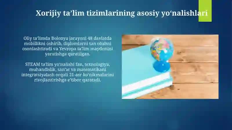 Xorijiy mamlakatlarda ta'lim taraqqiyotining asosiy yo'nalishlari va ilg'or xorijiy tajribalar 3