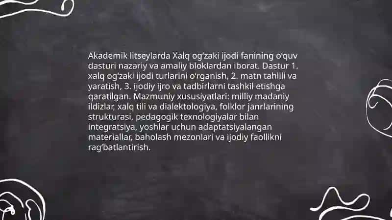 Akademik litseylarda xalq ogʻzaki ijodi fanining oʻqitilishidagi oʻziga xos tomoiyllar 3