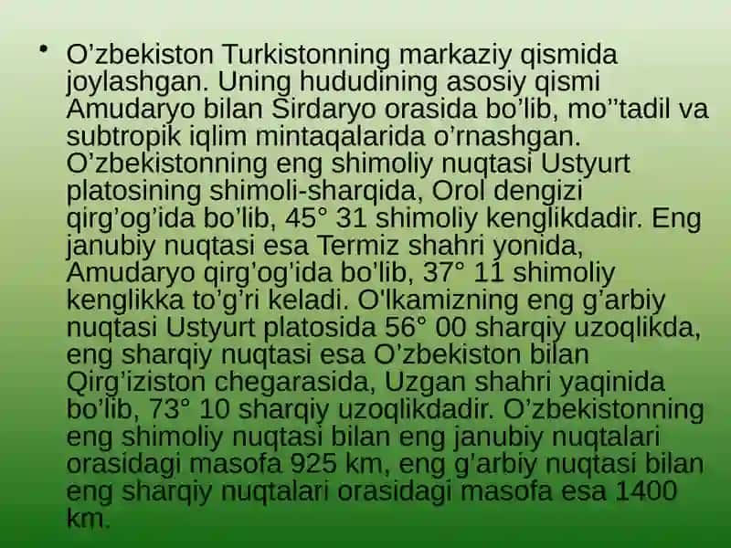 O'zbekiston relyef xaritasini chizish 3