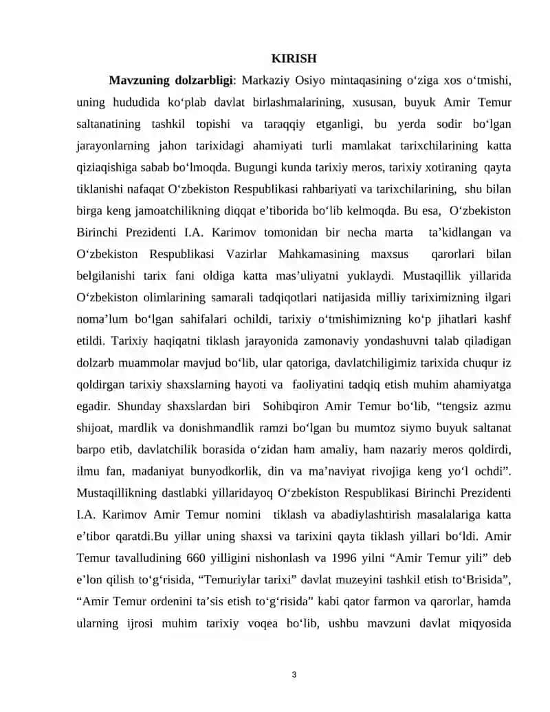 TEMURIYLAR DAVLATINING TASHKIL TOPISHI 3