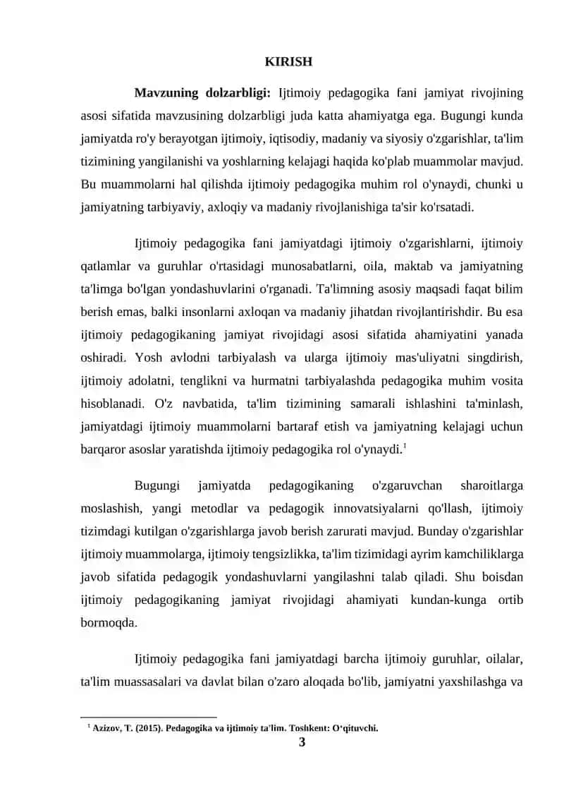 Ijtimoiy pedagogika fani jamiyat rivojining asosi sifatida (KURS ISHI) 3