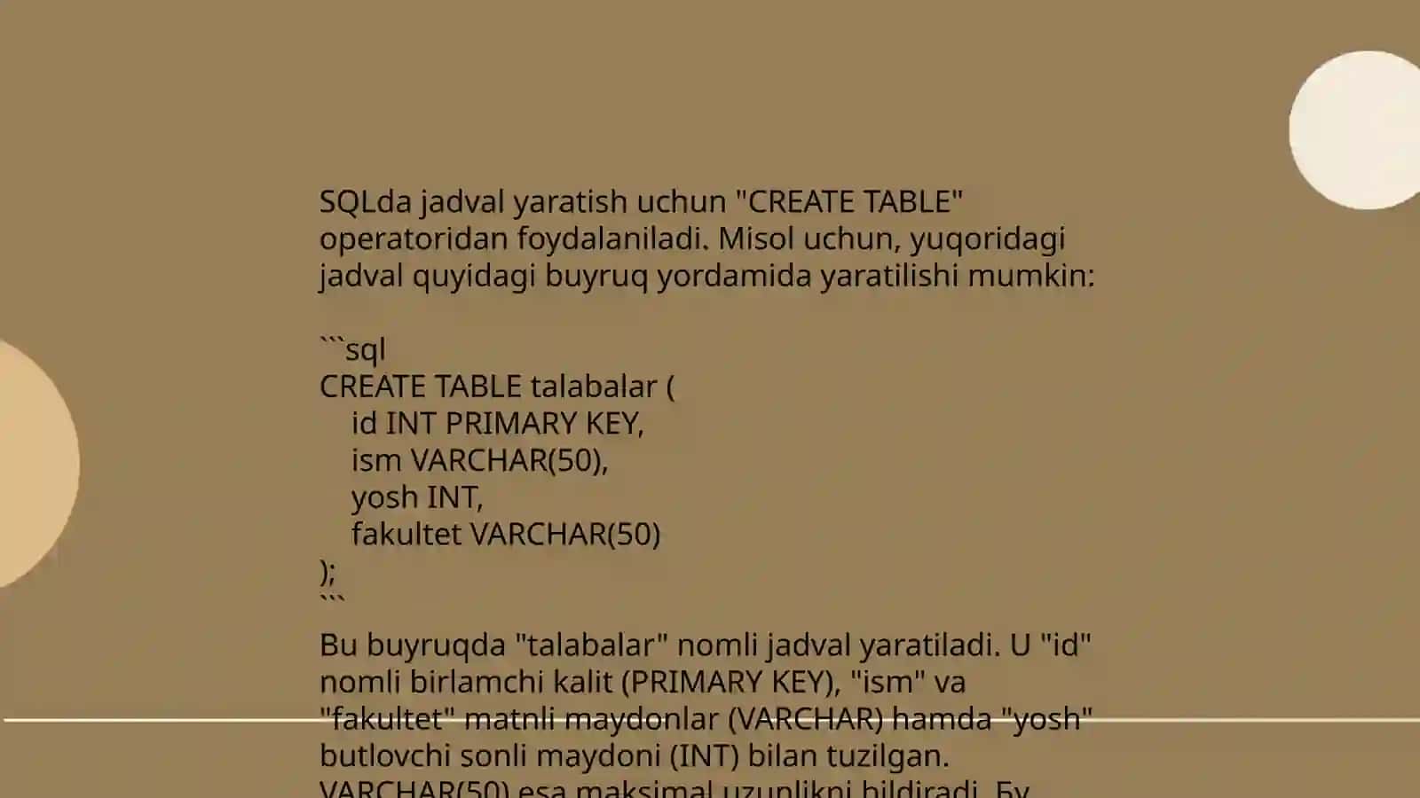 Xammp php myadmin bolimlarining ishchi oynasi 3