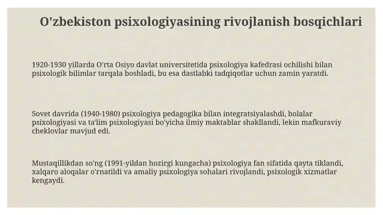 Oʻzbek olimlari psixologiyaga qoʻshgan hissasi 3