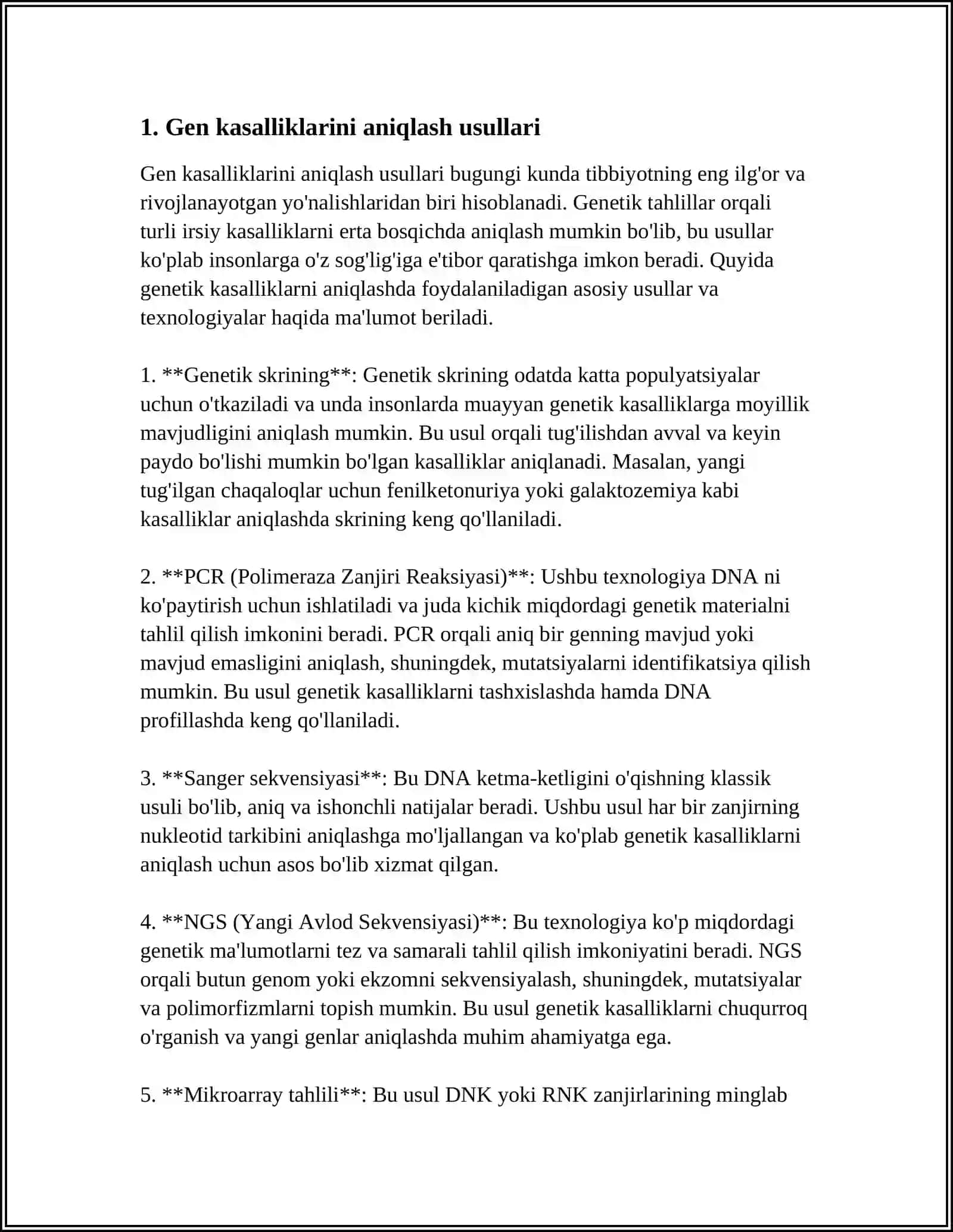 ZAMONAVIY DIAGNOSTIKA. GEN KASALLIKLARI VA PROFILAKTIKASI 3