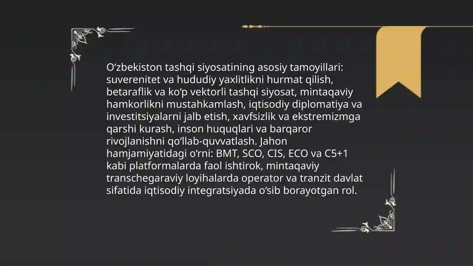 O‘zbekistonning jahon hamjamiyatidagmunosib o‘rni 3