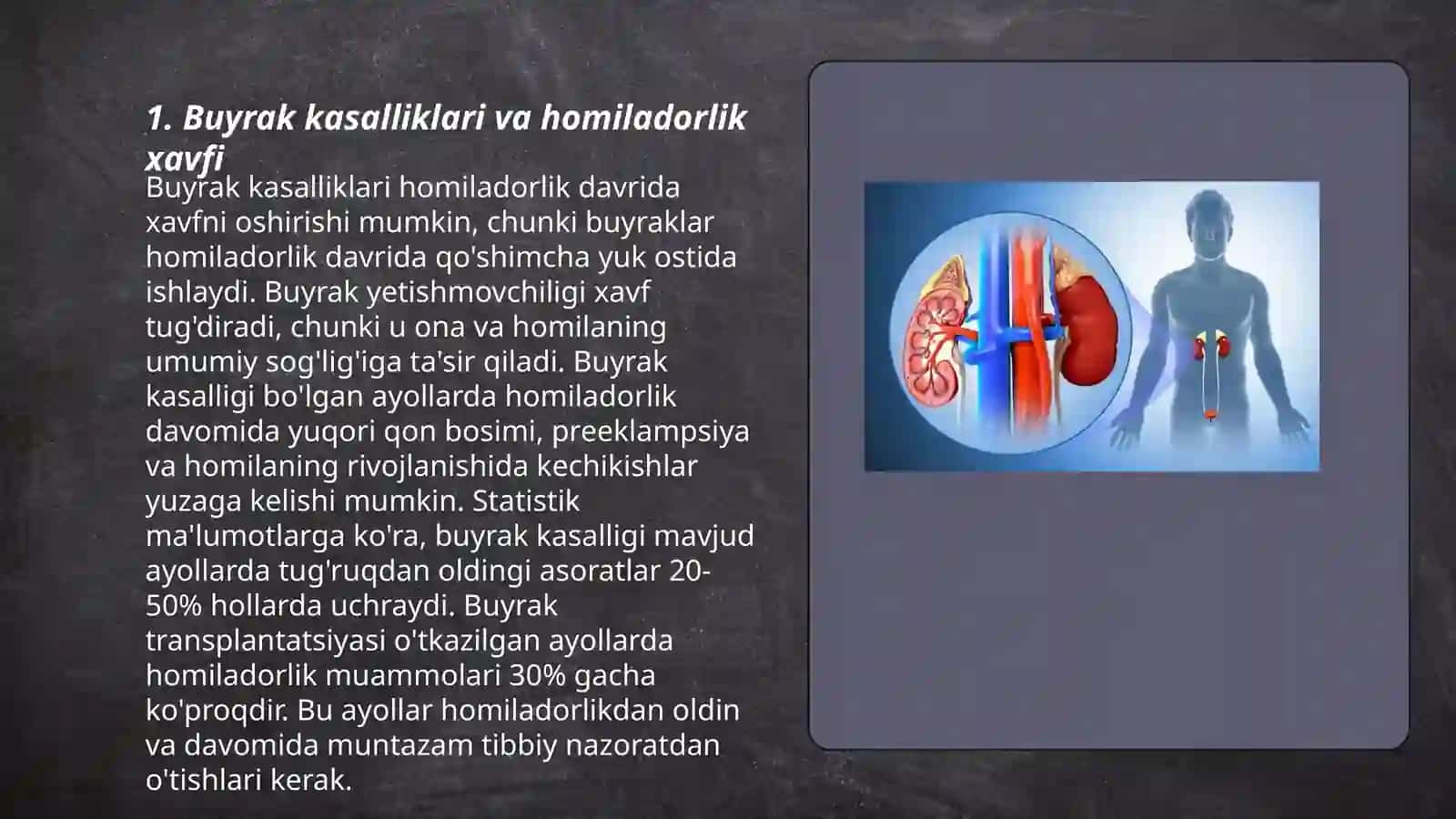 Buyrak kasalliklari bo’lgan ayollarning reproduktiv salomatlini saqlash va oilani rejalashtirish 3