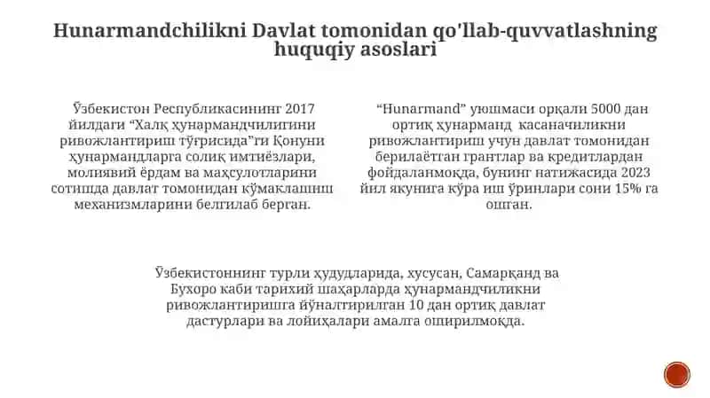 Hunarmandchilikni Davlat Tomonidan Qo'llab-Quvvatlashning Huquqiy Asoslari 3
