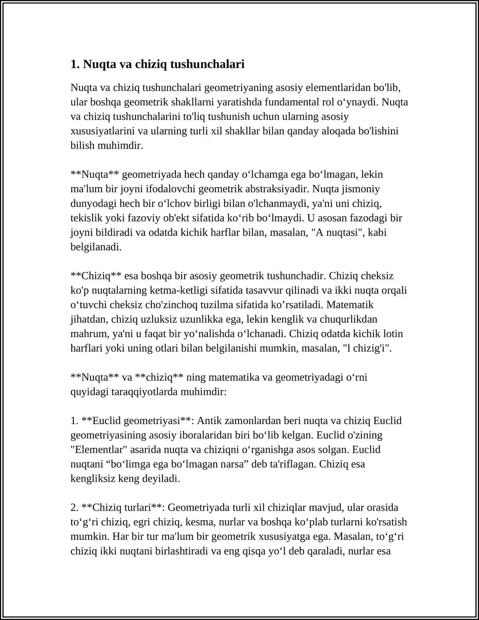 GEOMETRIK TUSHUNCHALAR VA ULARNING KUNDALIK HAYOTDAGI QO'LLANILISHI 3