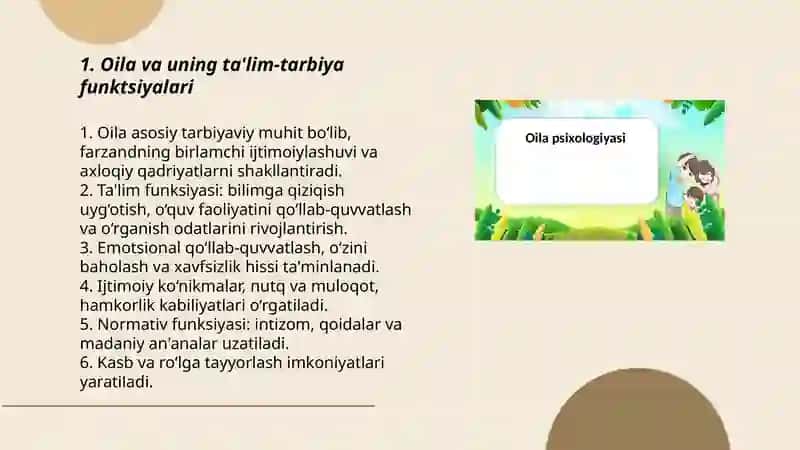 Oila psixologiyasi ta'lim va tarbiya jarayonlarining psixologik asoslari Farida 3
