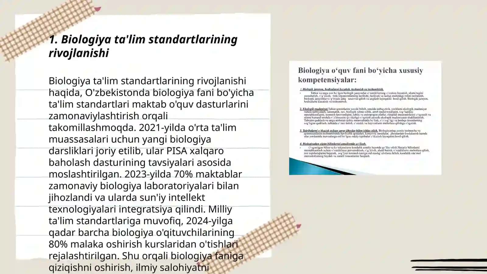 Biologiya bòyicha davlat ta'lim standartlari, òquv dasturlari darsliklar va òquv qòllanmalarini tayyorlash va tahlil qilish 3