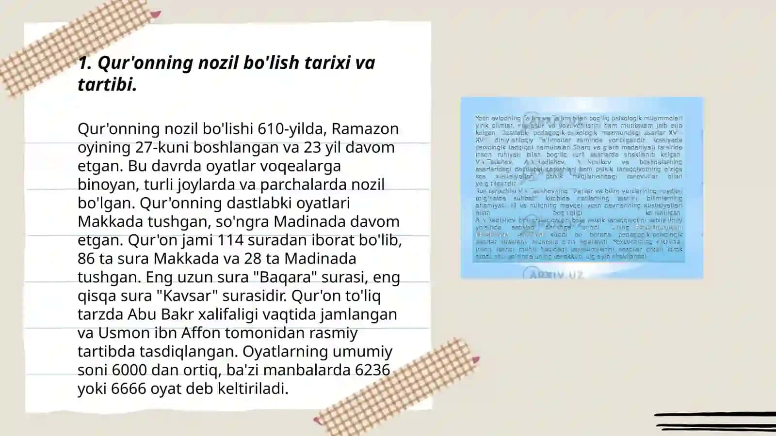 Qur‘on,hadis,fiqh,aqida ilmlaring shakllanish tarixi 3
