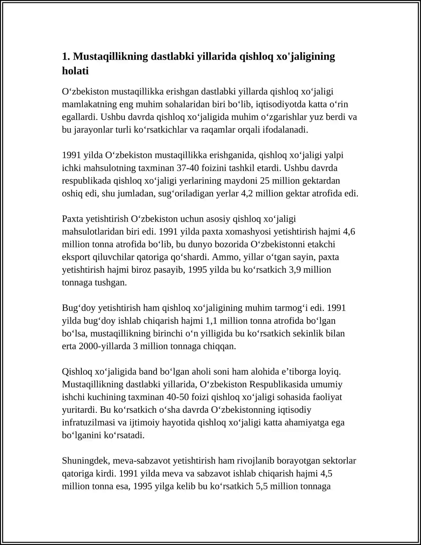 MUSTAQILLIK YILLARIDA QISHLOQ HÔJALIGI VA SANOAT SOHASIDAGI ÕZGARISHLAR 3