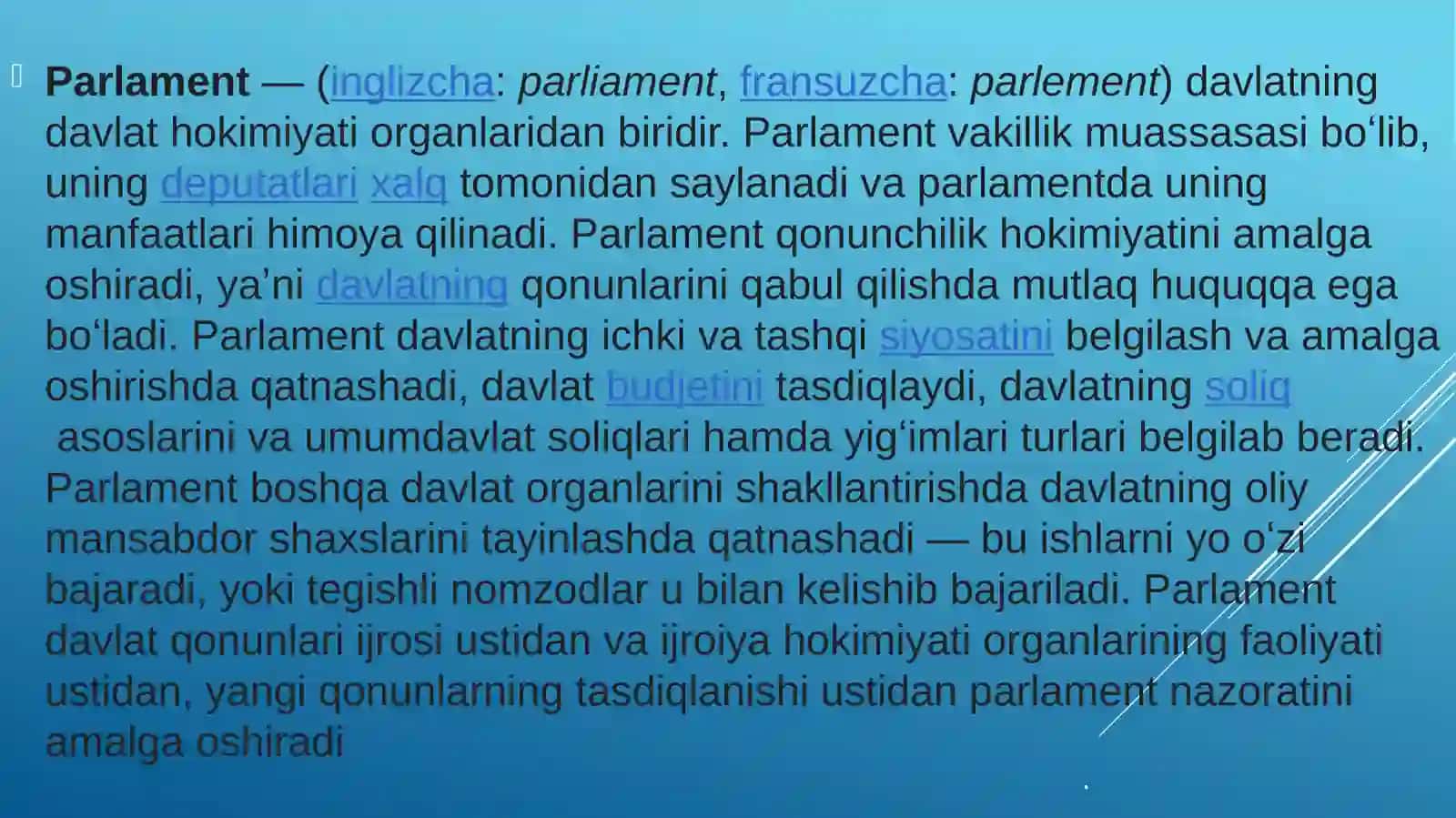 O’zbekistonning parlamenti haqida mustaqil ish 3