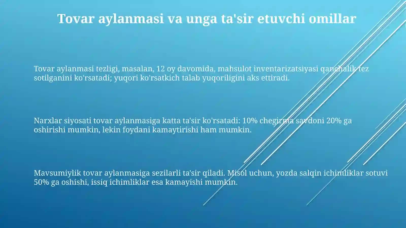 Ovqatlanish korxonalarining tovar aylanishini va ishlab chiqarishni rejalashtirish 3