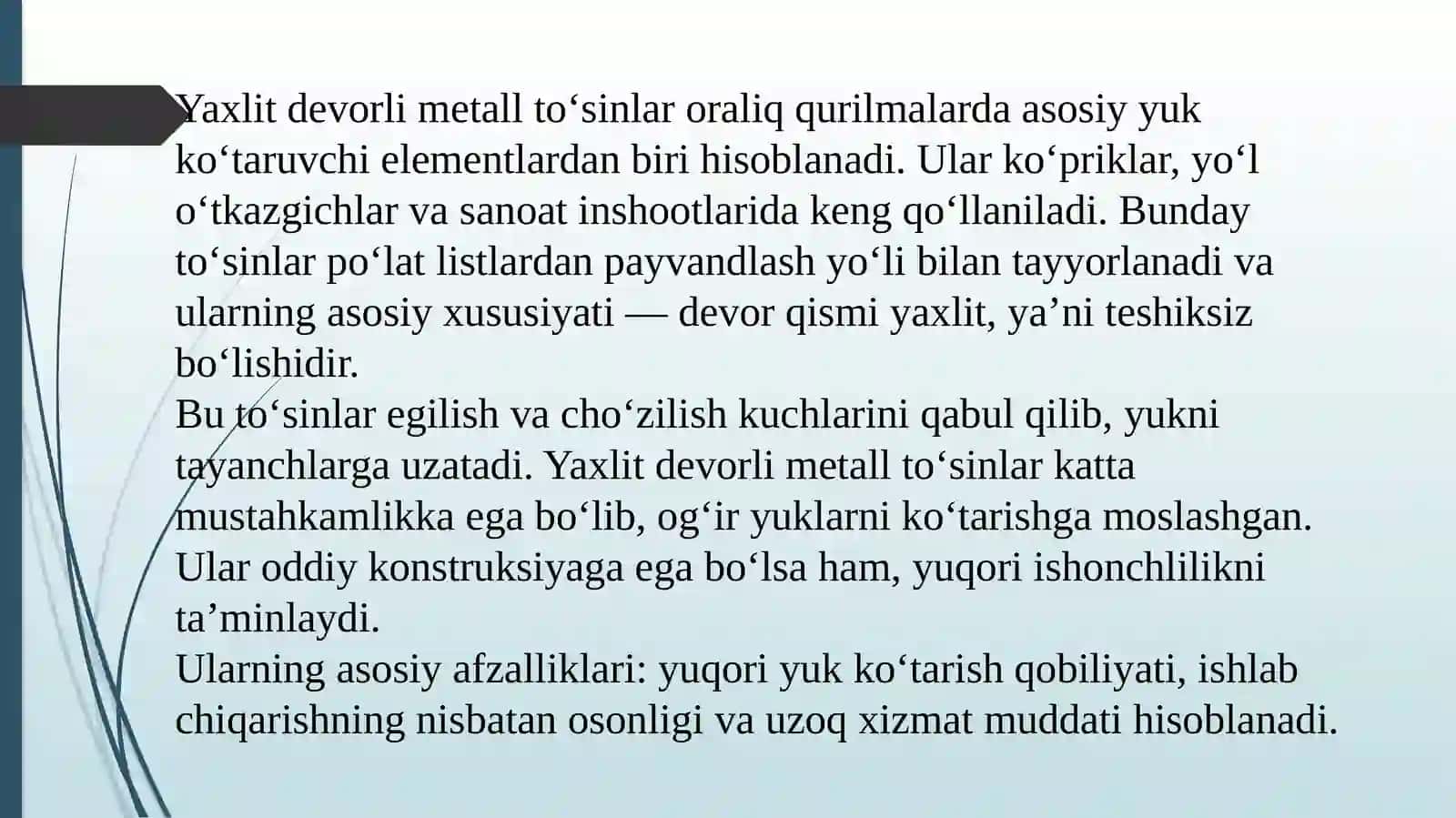 Yaxlit devorli metall to‘sinlar 3