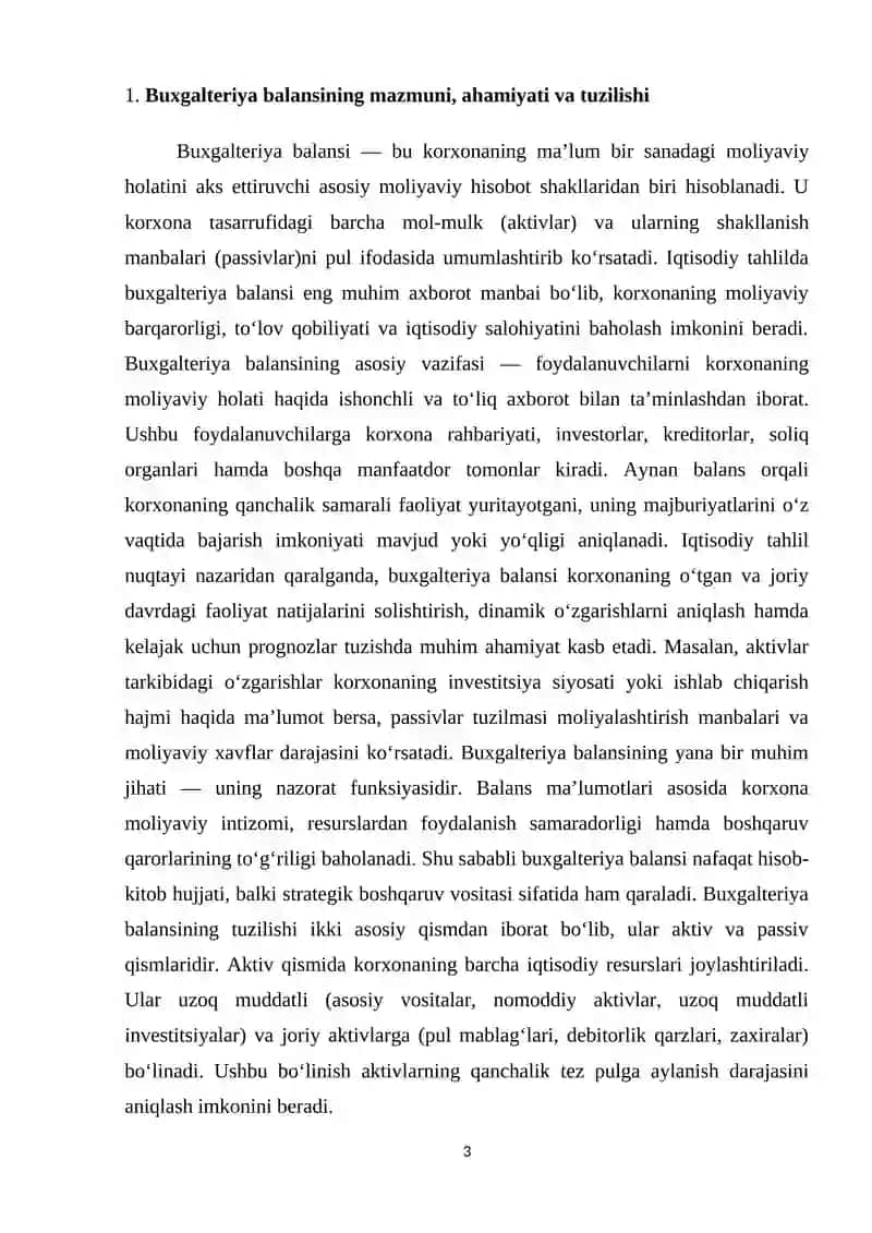 Buxgalteriya balansi ko‘rsatkichlari va moliyaviy holat tahlili 3