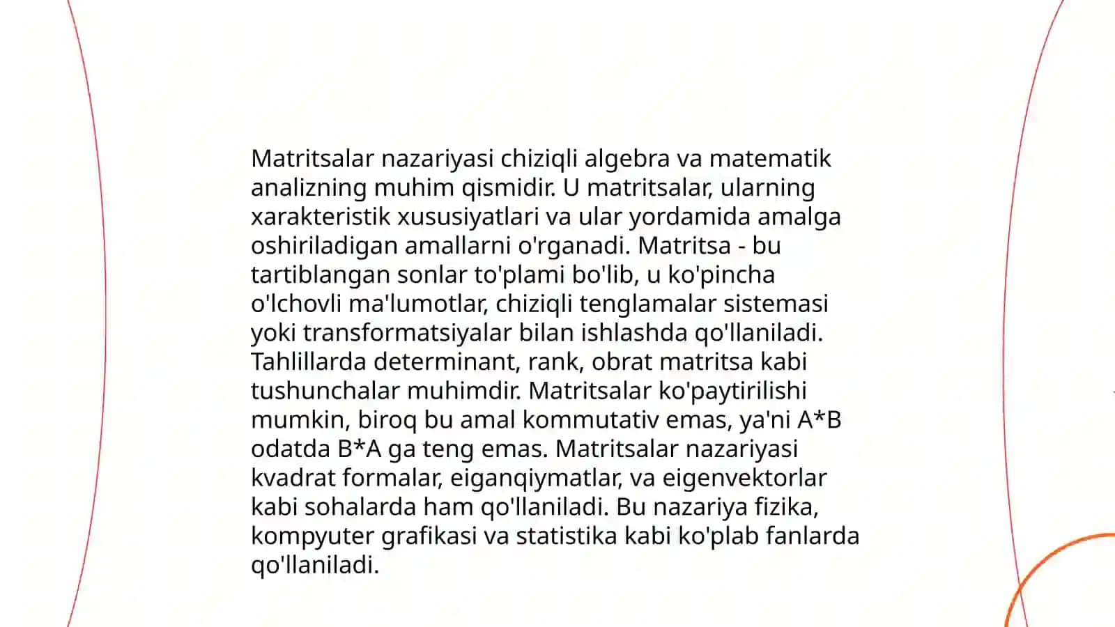 Matritsalar nazariyasi 3
