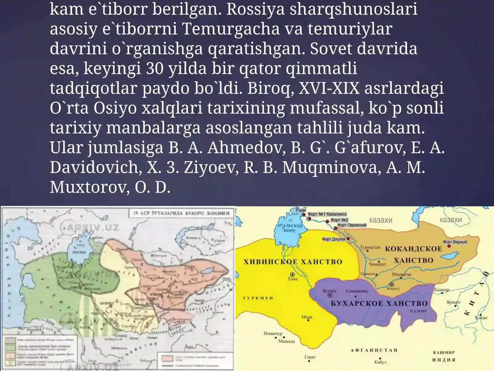 XVI-XIX asrning birinchi yarmida O`rta Osiyotarixshunosligi 3